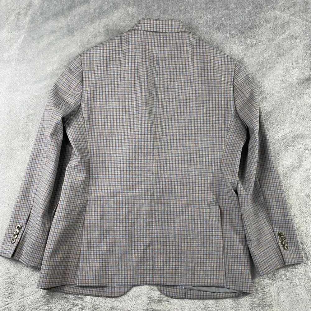 Jos A Bank Sport Coat Mens 40S Brown Blue Plaid 1905 Slim Fit Wool Blazer Preppy
